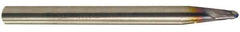 Accupro - 3° Taper Angle per Side, 5/16" Small End Diam, 5/16" LOC, Solid Carbide 2 Flute Tapered Ball End Mill - AlTiN Finish, 6" OAL, 3/8" Shank Diam, Spiral Flute, 30° Helix - USA Tool & Supply
