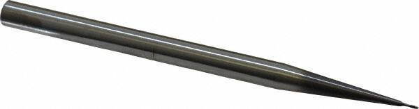 Accupro - 5° Taper Angle per Side, 1/32" Small End Diam, 1/32" LOC, Solid Carbide 2 Flute Tapered Ball End Mill - AlTiN Finish, 4" OAL, 1/4" Shank Diam, Spiral Flute, 30° Helix - USA Tool & Supply