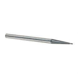 Accupro - 5° Taper Angle per Side, 1/16" Small End Diam, 1/16" LOC, Solid Carbide 2 Flute Tapered Ball End Mill - AlTiN Finish, 4" OAL, 1/4" Shank Diam, Spiral Flute, 30° Helix - USA Tool & Supply