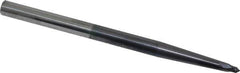 Accupro - 3° Taper Angle per Side, 1/8" Small End Diam, 1/8" LOC, Solid Carbide 2 Flute Tapered Ball End Mill - AlTiN Finish, 4" OAL, 1/4" Shank Diam, Spiral Flute, 30° Helix - USA Tool & Supply