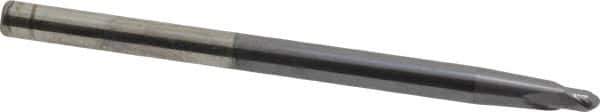 Accupro - 3° Taper Angle per Side, 3/16" Small End Diam, 3/16" LOC, Solid Carbide 2 Flute Tapered Ball End Mill - AlTiN Finish, 4" OAL, 1/4" Shank Diam, Spiral Flute, 30° Helix - USA Tool & Supply
