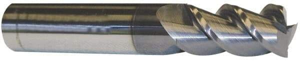Accupro - 1", 3-3/8" LOC, 1" Shank Diam, 6" OAL, 3 Flute, Solid Carbide Square End Mill - Single End, Uncoated, Spiral Flute, 40° Helix, Centercutting, Right Hand Cut, Right Hand Flute - USA Tool & Supply