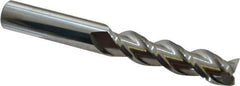 Accupro - 1/2", 2" LOC, 1/2" Shank Diam, 4" OAL, 3 Flute, Solid Carbide Square End Mill - Single End, Uncoated, Spiral Flute, 40° Helix, Centercutting, Right Hand Cut, Right Hand Flute - USA Tool & Supply