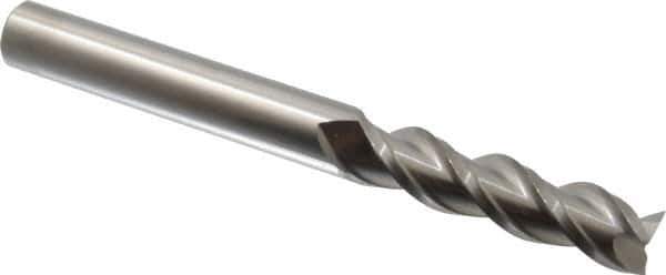 Accupro - 5/8", 2-1/2" LOC, 5/8" Shank Diam, 6" OAL, 3 Flute, Solid Carbide Square End Mill - Single End, Uncoated, Spiral Flute, 40° Helix, Centercutting, Right Hand Cut, Right Hand Flute - USA Tool & Supply