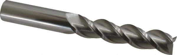 Accupro - 3/4", 3-1/4" LOC, 3/4" Shank Diam, 6" OAL, 3 Flute, Solid Carbide Square End Mill - Single End, Uncoated, Spiral Flute, 40° Helix, Centercutting, Right Hand Cut, Right Hand Flute - USA Tool & Supply
