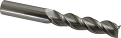 Accupro - 3/4", 3-1/4" LOC, 3/4" Shank Diam, 6" OAL, 3 Flute, Solid Carbide Square End Mill - Single End, Uncoated, Spiral Flute, 40° Helix, Centercutting, Right Hand Cut, Right Hand Flute - USA Tool & Supply
