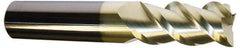 Accupro - 3/4", 1" LOC, 3/4" Shank Diam, 3" OAL, 3 Flute, Solid Carbide Square End Mill - Single End, ZrN Finish, Spiral Flute, 40° Helix, Centercutting, Right Hand Cut, Right Hand Flute - USA Tool & Supply