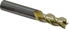 Accupro - 3/8", 7/8" LOC, 3/8" Shank Diam, 2-1/2" OAL, 3 Flute, Solid Carbide Square End Mill - Single End, ZrN Finish, Spiral Flute, 40° Helix, Centercutting, Right Hand Cut, Right Hand Flute - USA Tool & Supply