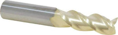 Accupro - 1/2", 1-1/4" LOC, 1/2" Shank Diam, 3" OAL, 3 Flute, Solid Carbide Square End Mill - Single End, ZrN Finish, Spiral Flute, 40° Helix, Centercutting, Right Hand Cut, Right Hand Flute - USA Tool & Supply