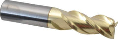Accupro - 3/4", 1-5/8" LOC, 3/4" Shank Diam, 4" OAL, 3 Flute, Solid Carbide Square End Mill - Single End, ZrN Finish, Spiral Flute, 40° Helix, Centercutting, Right Hand Cut, Right Hand Flute - USA Tool & Supply