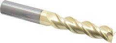 Accupro - 1/2", 2" LOC, 1/2" Shank Diam, 4" OAL, 3 Flute, Solid Carbide Square End Mill - Single End, ZrN Finish, Spiral Flute, 40° Helix, Centercutting, Right Hand Cut, Right Hand Flute - USA Tool & Supply