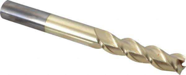 Accupro - 5/8", 2-1/2" LOC, 5/8" Shank Diam, 6" OAL, 3 Flute, Solid Carbide Square End Mill - Single End, ZrN Finish, Spiral Flute, 40° Helix, Centercutting, Right Hand Cut, Right Hand Flute - USA Tool & Supply
