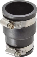 Made in USA - 1-1/2 x 1-1/4" PVC Flexible Pipe Coupling with Clamp - 3-1/2" Long, Pipe x Pipe, Stainless Steel Clamp - USA Tool & Supply