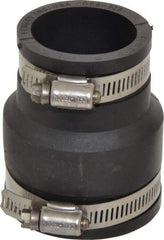 Made in USA - 2 x 1-1/2" PVC Flexible Pipe Coupling with Clamp - 3-1/2" Long, Pipe x Pipe, Stainless Steel Clamp - USA Tool & Supply