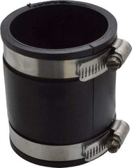 Made in USA - 2" PVC Flexible Pipe Coupling with Clamp - 3-1/2" Long, Pipe x Pipe, Stainless Steel Clamp - USA Tool & Supply