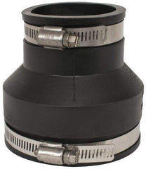 Made in USA - 3 x 2" PVC Flexible Pipe Coupling with Clamp - 4" Long, Pipe x Pipe, Stainless Steel Clamp - USA Tool & Supply