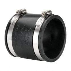 Made in USA - 3" PVC Flexible Pipe Coupling with Clamp - 4" Long, Pipe x Pipe, Stainless Steel Clamp - USA Tool & Supply