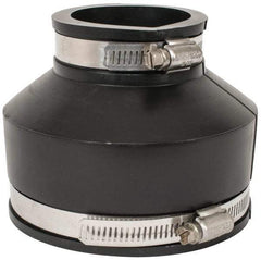 Made in USA - 4 x 2" PVC Flexible Pipe Coupling with Clamp - 4" Long, Pipe x Pipe, Stainless Steel Clamp - USA Tool & Supply