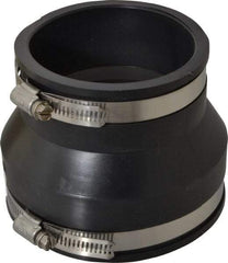 Made in USA - 4 x 3" PVC Flexible Pipe Coupling with Clamp - 4" Long, Pipe x Pipe, Stainless Steel Clamp - USA Tool & Supply