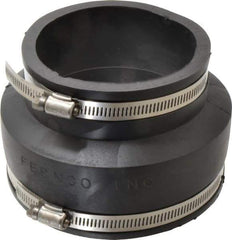 Made in USA - 5 x 4" PVC Flexible Pipe Coupling with Clamp - 4" Long, Pipe x Pipe, Stainless Steel Clamp - USA Tool & Supply