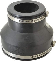 Made in USA - 6 x 3" PVC Flexible Pipe Coupling with Clamp - 6" Long, Pipe x Pipe, Stainless Steel Clamp - USA Tool & Supply