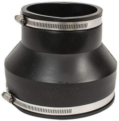 Made in USA - 6 x 4" PVC Flexible Pipe Coupling with Clamp - 6" Long, Pipe x Pipe, Stainless Steel Clamp - USA Tool & Supply
