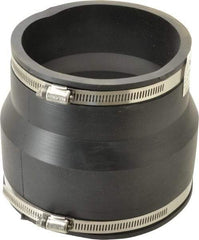 Made in USA - 6 x 5" PVC Flexible Pipe Coupling with Clamp - 6" Long, Pipe x Pipe, Stainless Steel Clamp - USA Tool & Supply