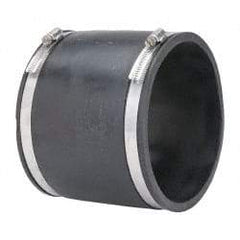 Made in USA - 6" PVC Flexible Pipe Coupling with Clamp - 6" Long, Pipe x Pipe, Stainless Steel Clamp - USA Tool & Supply