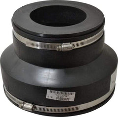 Made in USA - 8 x 4" PVC Flexible Pipe Coupling with Clamp - 6" Long, Pipe x Pipe, Stainless Steel Clamp - USA Tool & Supply