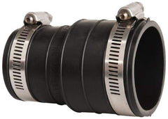 Made in USA - 1-1/2" PVC Flexible Pipe Coupling with Clamp - 4" Long, Socket x Pipe, Stainless Steel Clamp - USA Tool & Supply
