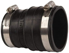 Made in USA - 2" PVC Flexible Pipe Coupling with Clamp - 4" Long, Socket x Pipe, Stainless Steel Clamp - USA Tool & Supply