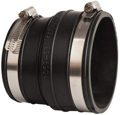 Made in USA - 3" PVC Flexible Pipe Coupling with Clamp - 4" Long, Socket x Pipe, Stainless Steel Clamp - USA Tool & Supply
