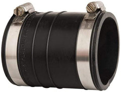 Made in USA - 2" PVC Flexible Pipe Coupling with Clamp - 4" Long, Socket x Socket, Stainless Steel Clamp - USA Tool & Supply