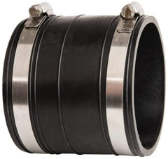 Made in USA - 3" PVC Flexible Pipe Coupling with Clamp - 4" Long, Socket x Socket, Stainless Steel Clamp - USA Tool & Supply