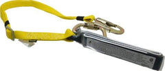 Gemtor - 6' Long, 350 Lb Capacity, 1 Leg Locking Snap Hook Harness Shock Absorbing Lanyard - Polyester Webbing, Carabiner Anchorage Connection - USA Tool & Supply