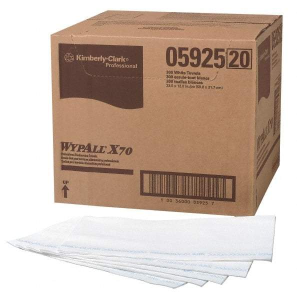 WypAll - 1/4 Fold Food Service Wipes - Box, 23-1/2" x 12-1/2" Sheet Size, Blue & White - USA Tool & Supply