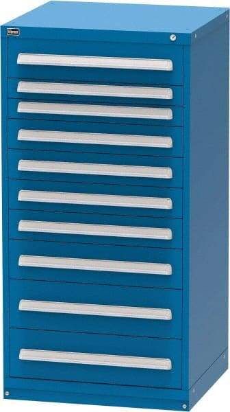 Vidmar - 10 Drawer, Modular Storage Cabinet - Steel, 30" Wide x 27-3/4" Deep x 59" High, Blue - USA Tool & Supply