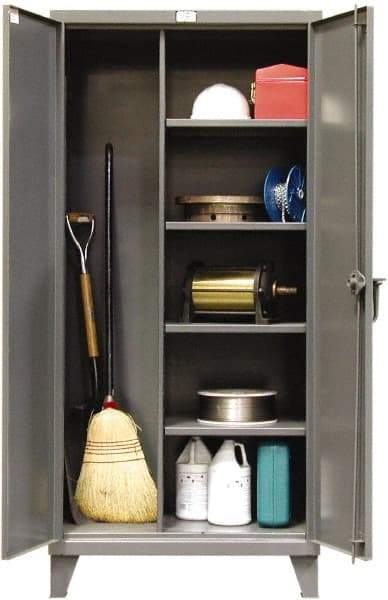 Strong Hold - 4 Shelf Locking Storage Cabinet - Steel, 72" Wide x 24" Deep x 78" High, Dark Gray - USA Tool & Supply