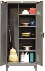 Strong Hold - 4 Shelf Locking Storage Cabinet - Steel, 72" Wide x 24" Deep x 78" High, Dark Gray - USA Tool & Supply