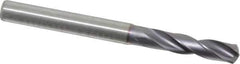 Kennametal - 5.4991mm 140° Spiral Flute Solid Carbide Screw Machine Drill Bit - Multilayer TiAlN Finish, Right Hand Cut, 28mm Flute Length, 66mm OAL, Standard Point, Straight Shank - USA Tool & Supply