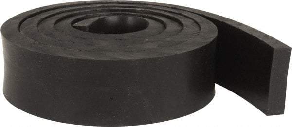 Made in USA - 1/2" Thick x 2" Wide x 60" Long, Neoprene Rubber Strip - Stock Length, 40 Shore A Durometer, 1,000 to 1,200 psi Tensile Strength, -40 to 212°F, Black - USA Tool & Supply