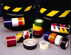 NMC - Magenta & Yellow Striped Vinyl Tape - 2" Wide x 108' Long x 0.002" Thick, General Traffic - USA Tool & Supply