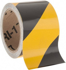 NMC - Black & Yellow Striped Vinyl Tape - 3" Wide x 30' Long x 0.002" Thick, General Traffic - USA Tool & Supply