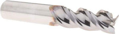 Niagara Cutter - 1/2", 1-1/4" LOC, 1/2" Shank Diam, 3" OAL, 3 Flute, Solid Carbide Square End Mill - Single End, TiCN Finish, Spiral Flute, 45° Helix, Centercutting, Right Hand Cut, Right Hand Flute, Series A345 - USA Tool & Supply