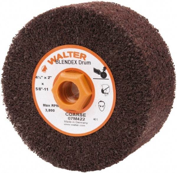 WALTER Surface Technologies - 4-1/2" Diam Aluminum Oxide Unmounted Flap Wheel - 5/8" Hole, 5/8-11 Thread, 2" Wide, Nonwoven, Coarse Grade, 3,800 Max RPM - USA Tool & Supply