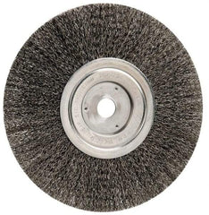 Weiler - 8" OD, 3/4" Arbor Hole, Crimped Steel Wheel Brush - 1/2" Face Width, 2-1/16" Trim Length, 0.014" Filament Diam, 6,000 RPM - USA Tool & Supply