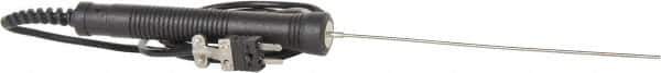 Thermo Electric - 0 to 1335°F, Coiled Cable, J Small Diameter, Thermocouple Probe - 5 Ft. Cable Length, Mini Connector, 4 Inch Probe Sheath Length, 2 Sec Response Time - USA Tool & Supply