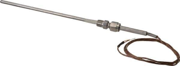 Thermo Electric - 0 to 2012°F, K Pipe Fitting, Thermocouple Probe - 6 Ft. Cable Length, Stripped Ends, 9 Sec Response Time - USA Tool & Supply