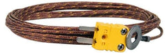 Thermo Electric - 0 to 900°F, K Surface, Thermocouple Probe - 25 Ft. Cable Length, Mini Connector, 15 Sec Response Time - USA Tool & Supply