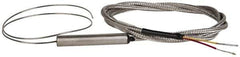 Thermo Electric - 0 to 2012°F, K Flexible, Thermocouple Probe - 3 Ft. Cable Length, Stripped Ends, 12 Inch Probe Sheath Length, 4 Sec Response Time - USA Tool & Supply